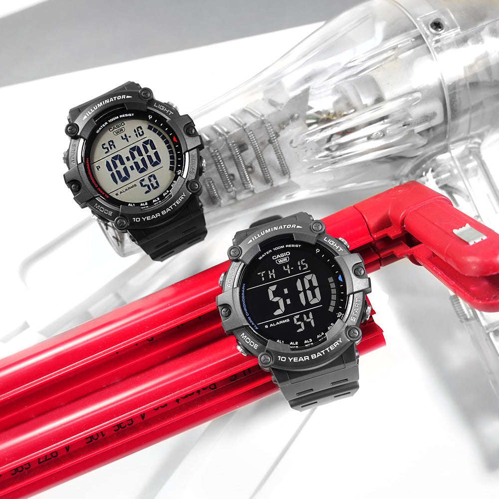 CASIO AE-1500WH-8BV ADVENTURER – SPORTLICHE DIGITALUHR MIT SCHWARZEM HARZARMBAND UND MARKANTEM DISPLAY