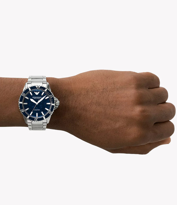 Emporio Armani Men's Silver Watch, Black Dial | Ar60059 by i-watch