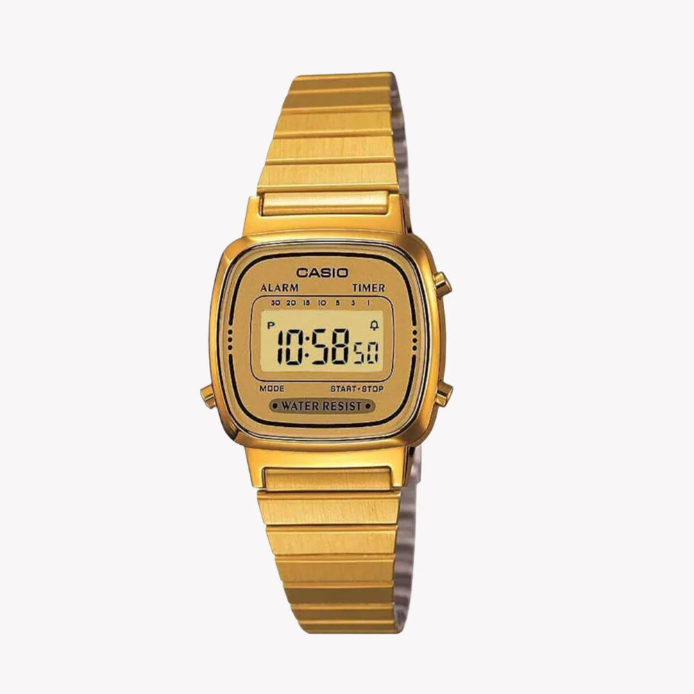 Casio Women's Gold Resin Watch, Digital Display | La670wega-9ef by i-watch