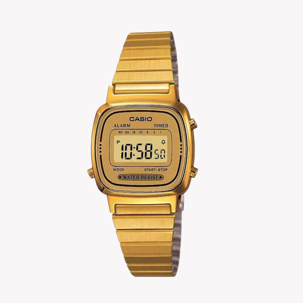 Casio Women's Gold Resin Watch, Digital Display | La670wega-9ef by i-watch