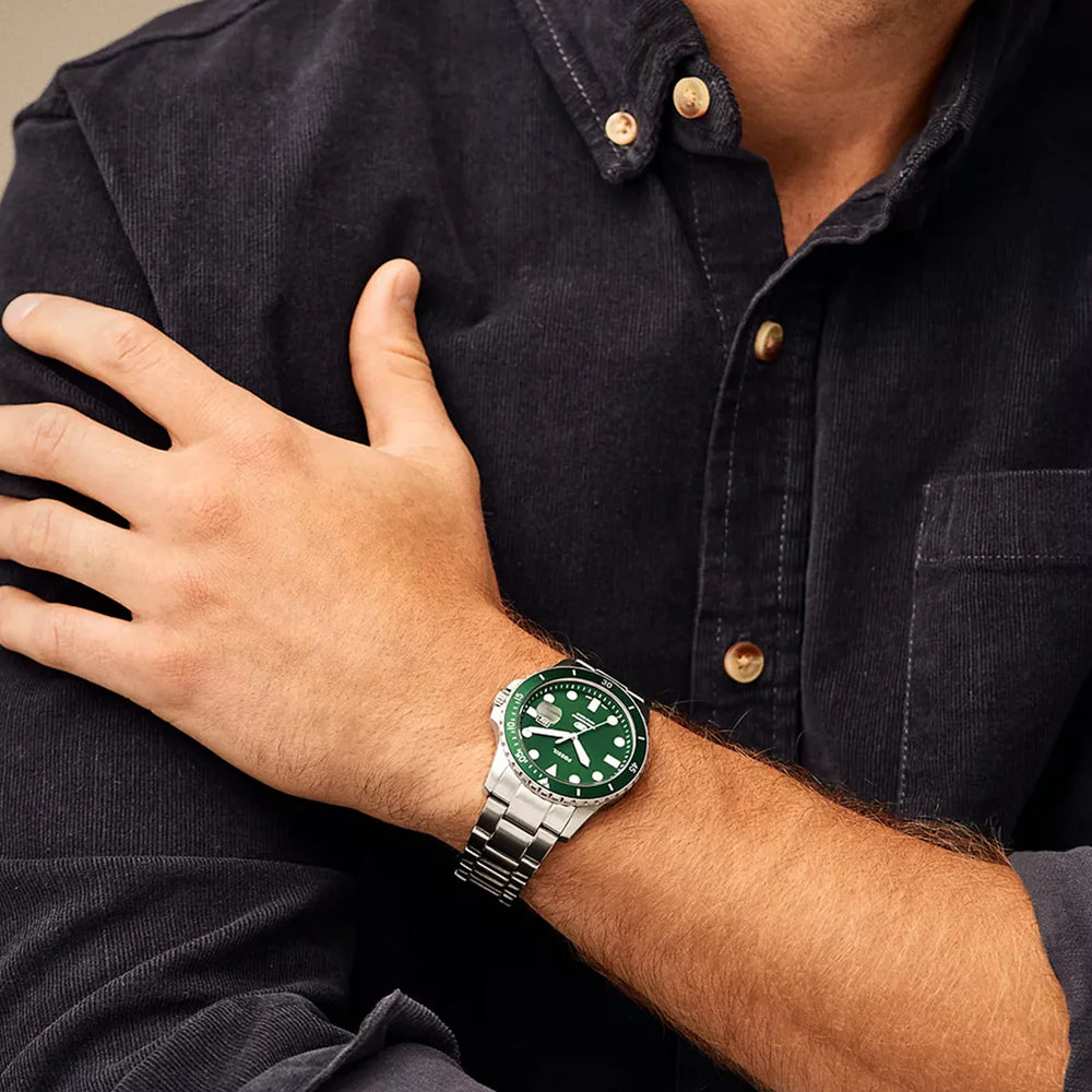 Fossil Men's Silver Watch, Green Dial | Fs6033 by i-watch