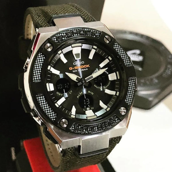 G-Shock Gst-S330ac-3adr Adventurer - Sporty Elegance Unleashed Men's Watch With Green Fabric BAnd and Black Dial by i-watch