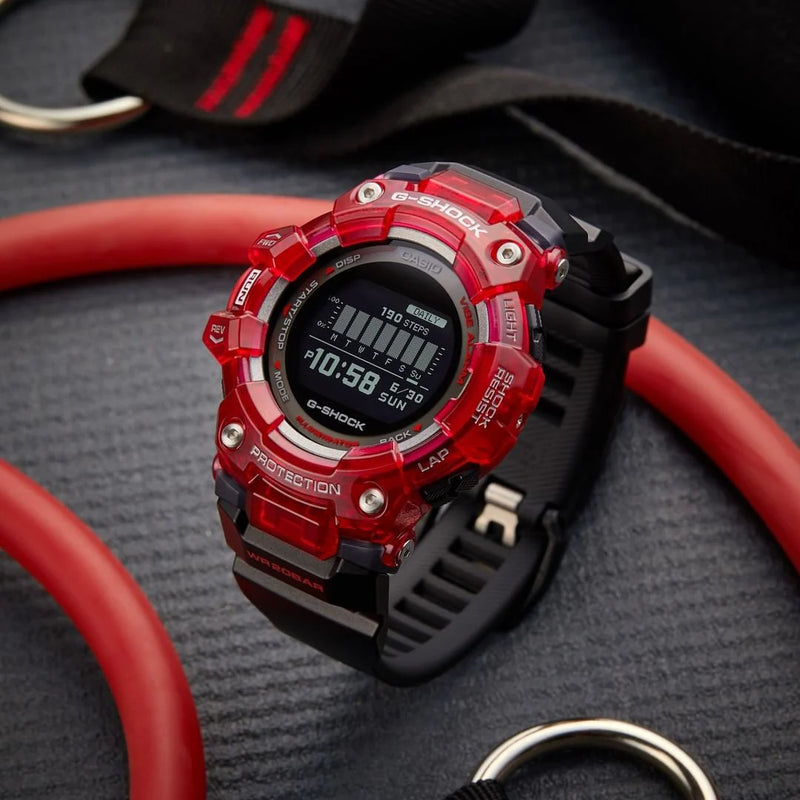 G-Shock Men's Red Resin Watch, Black Band | Gbd-100sm-4a1dr by i-watch