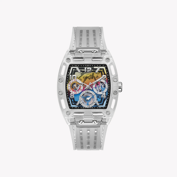 Guess Men's Clear Silicone Watch, Multicolor Dial | Gw0499g3 by i-watch