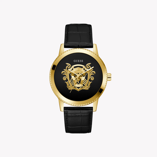 Guess Men's Gold Stainless Steel, Black Leather | Gw0566g1 by i-watch