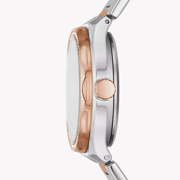 Fossil Women's Silver & Rose Gold Watch, White Silver Dial | Bq3780 by i-watch