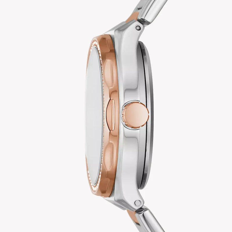 Fossil Women's Silver & Rose Gold Watch, White Silver Dial | Bq3780 by i-watch