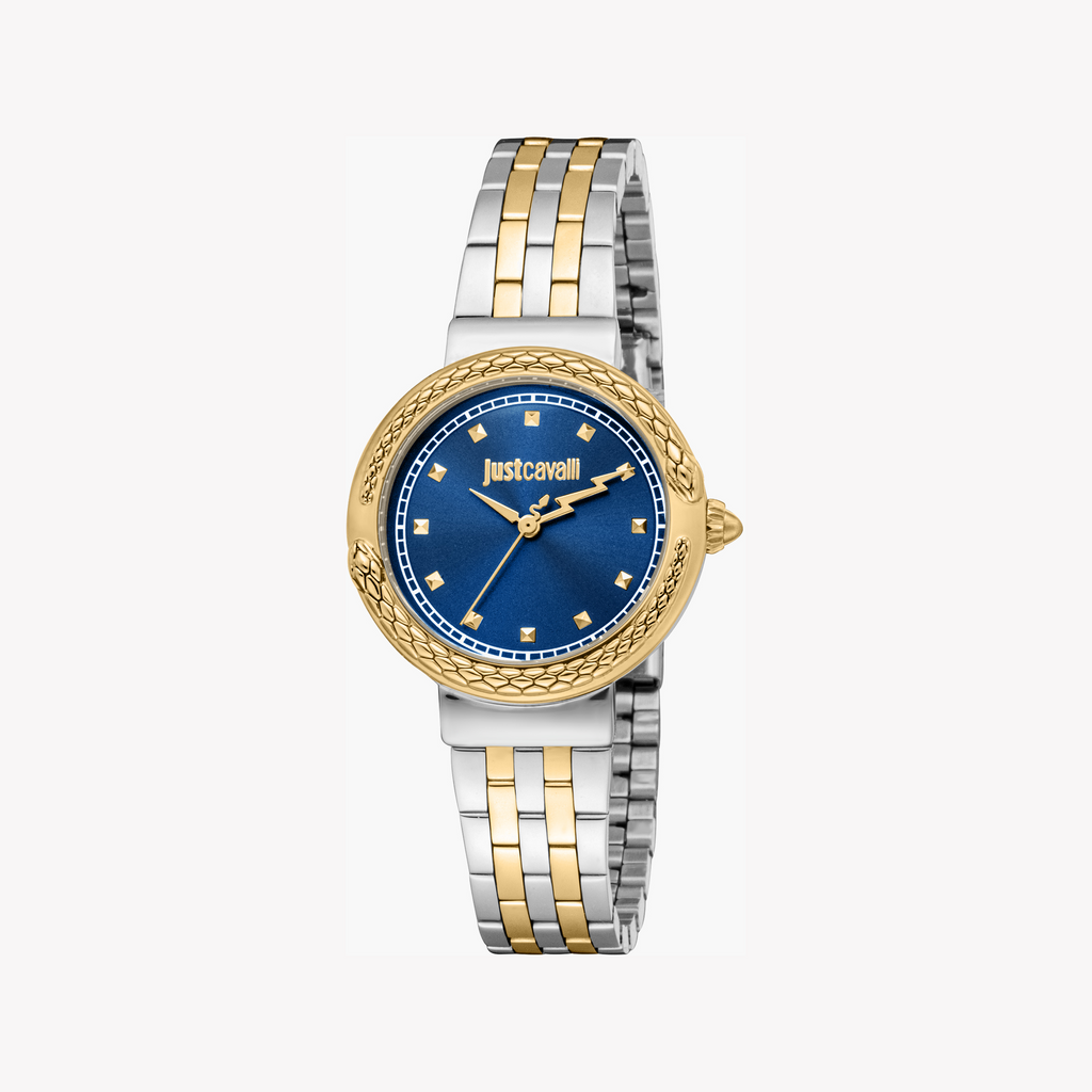 JUST CAVALLI JC1L311M0065 - ELEGANT TWO-TONE WOMEN'S WATCH WITH DARK BLUE DIAL