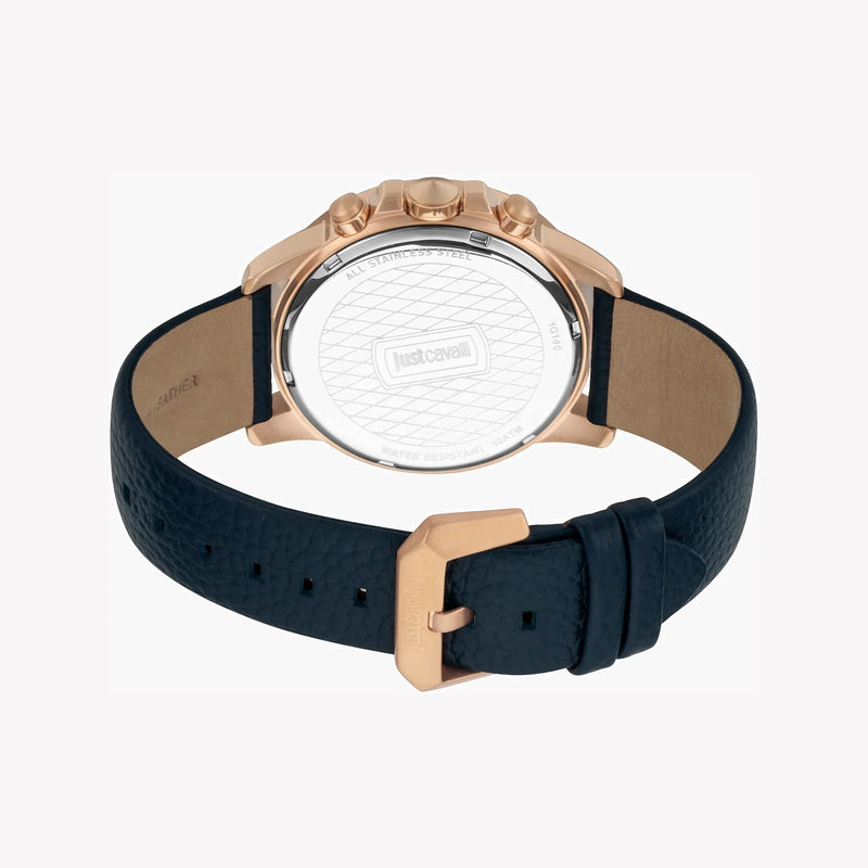 Just Cavalli Men's Blue Leather Watch, Black Dial | Jc1g140l0025 by i-watch