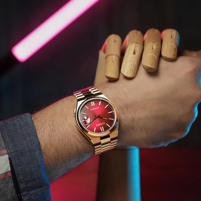 Citizen Nj0153-82x - Bold Distinction Automatic Timepiece For Men - Striking Red Dial & Gold Case by i-watch