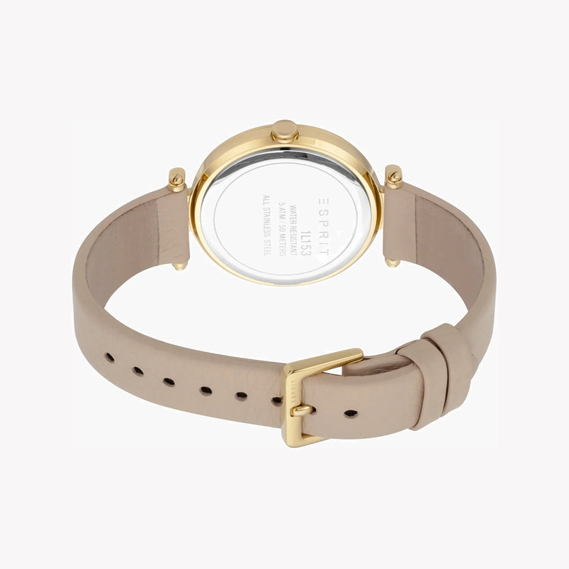 Esprit Women's Beige Leather Watch, Silver Dial | Es1l139m0075 by i-watch