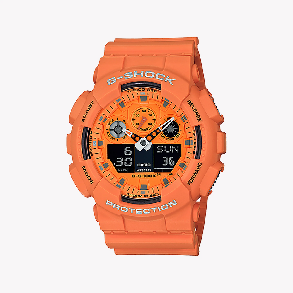 Casio G-Shock Ga-100rs-4adr Rugged Adventurer - Vibrant Orange Men's Watch by i-watch