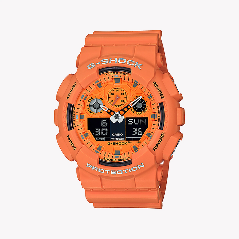 Casio G-Shock Ga-100rs-4adr Rugged Adventurer - Vibrant Orange Men's Watch by i-watch
