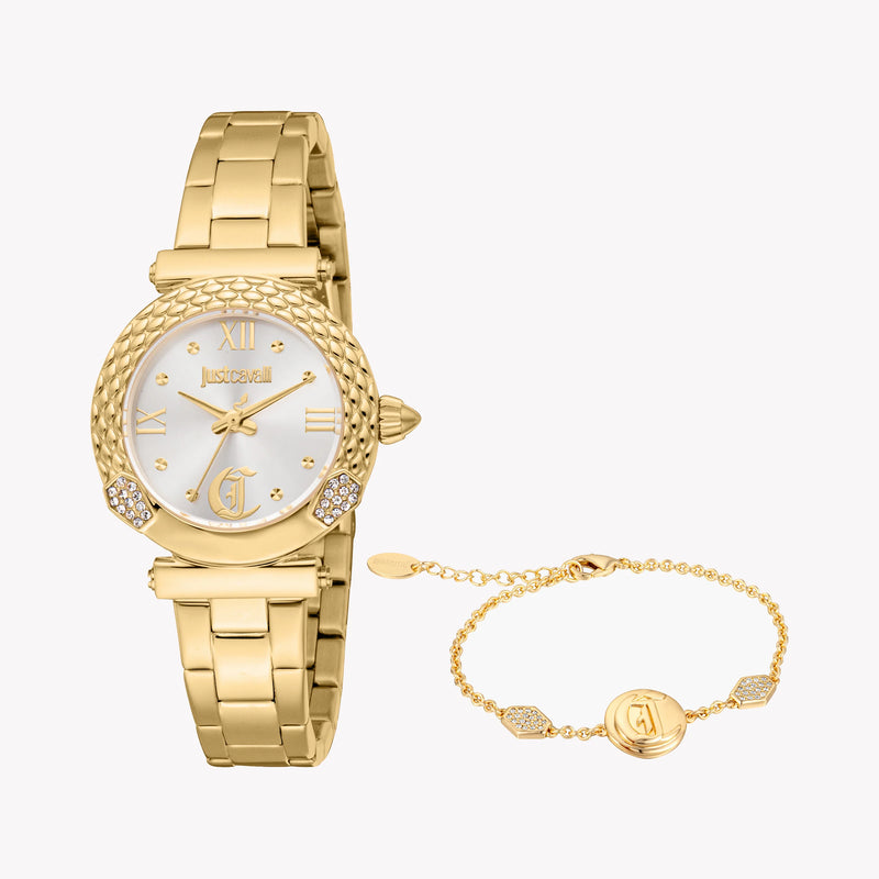 Just Cavalli Women's Gold Stainless Steel Watch, Silver Dial | Jc1l332m0055 by i-watch