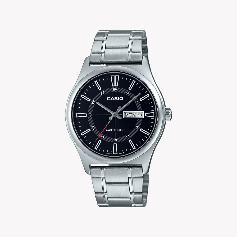 Casio Men's Silver Stainless Steel Watch, Black Dial | Mtp-V006d-1cudf by i-watch