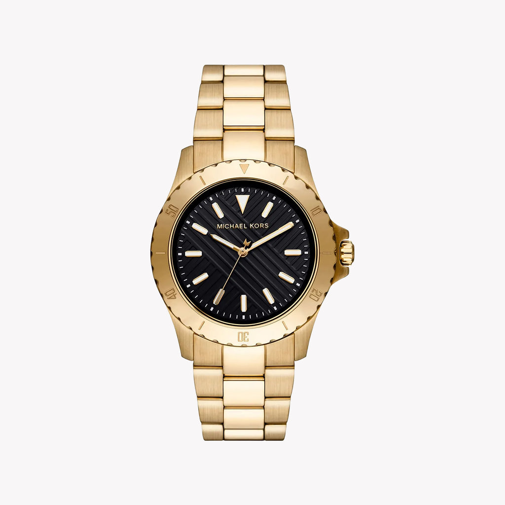 MICHAEL KORS MK9078 - BOLD SOPHISTICATION UNISEX TIMEPIECE WITH GOLD STAINLESS STEEL AND BLACK DIAL
