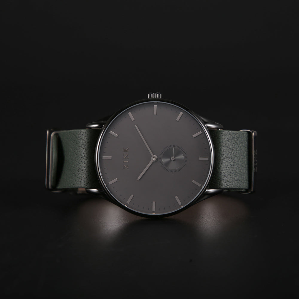 Zink Zk130g5ls-32s Elegant Timepiece - Green Leather Band & Black Dial Men's Watch by i-watch