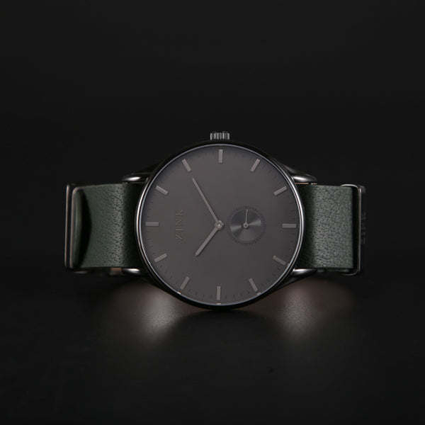 Zink Zk130g5ls-32s Elegant Timepiece - Green Leather Band & Black Dial Men's Watch by i-watch