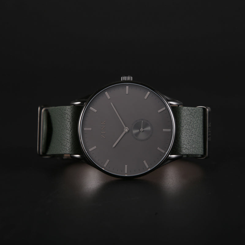 Zink Zk130g5ls-32s Elegant Timepiece - Green Leather Band & Black Dial Men's Watch by i-watch