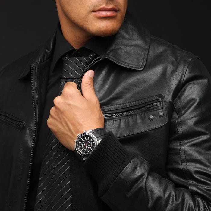 Guess Men's Silver Watch, Black Dial | I30005g1 by i-watch