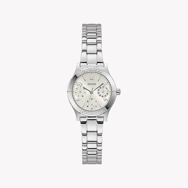 Guess Women's Silver Stainless Steel Watch, White Dial | Gw0413l1 by i-watch