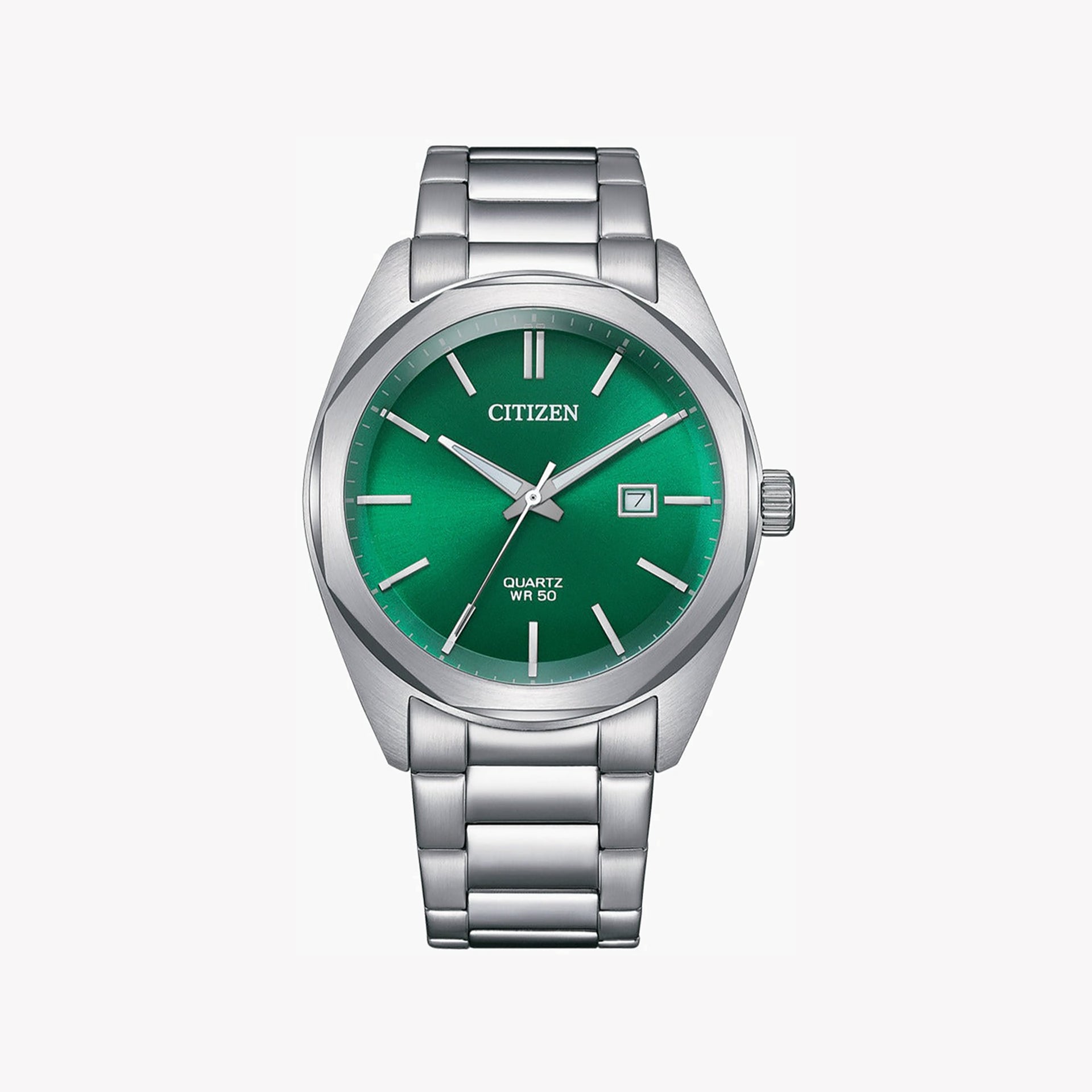 Citizen Men's Silver Stainless Steel Watch, Green Dial | Bi5110