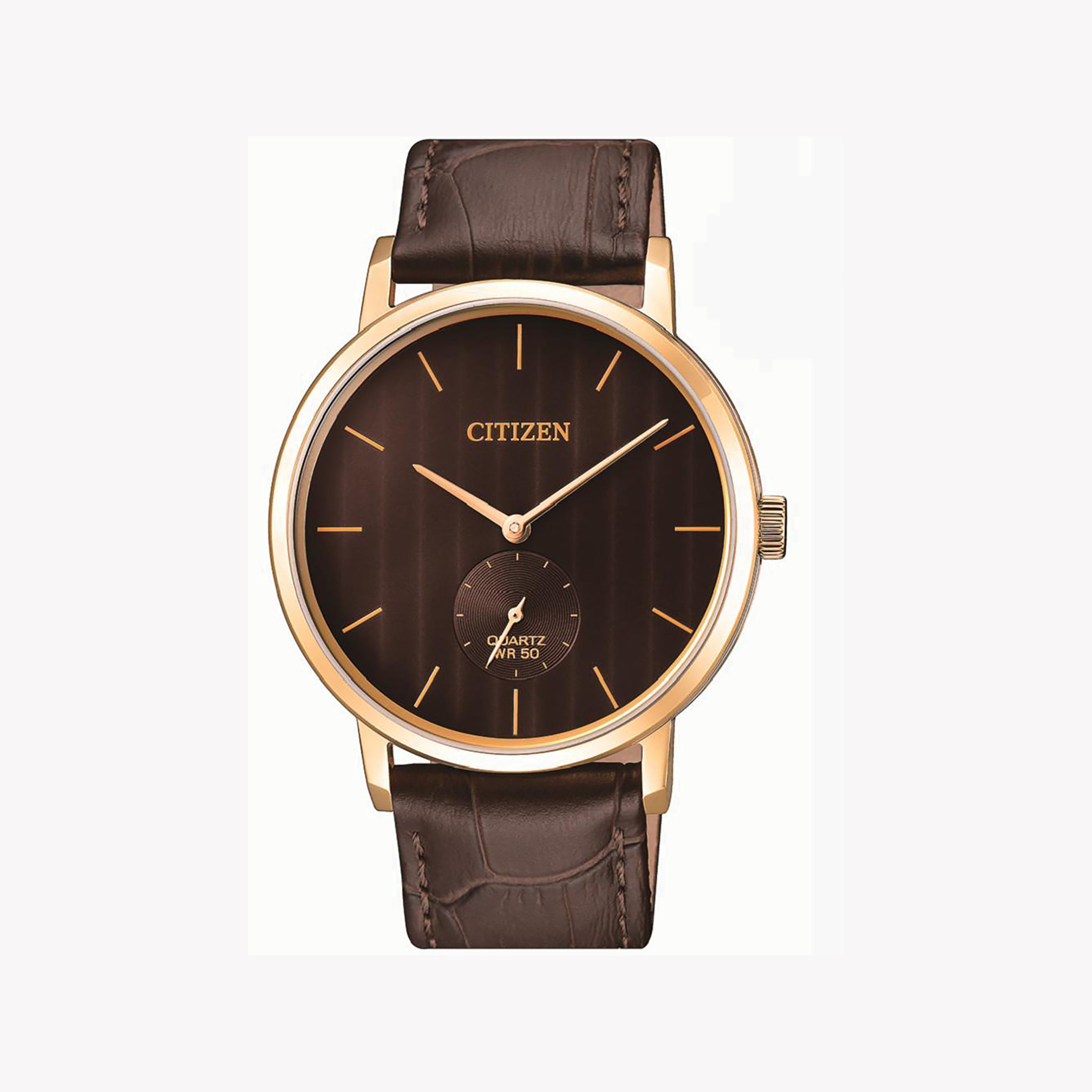 CITIZEN BE9173-07X - GOLDEN ELEGANCE MEN'S WATCH with Brown Dial & Calf Leather Band