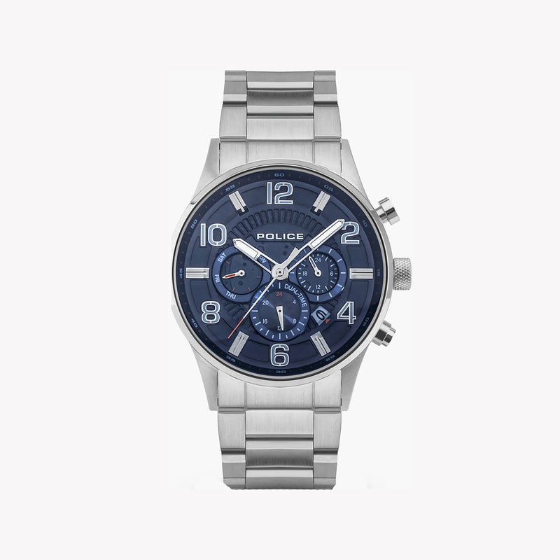 Police Men's Silver Watch, Blue Dial | Pewjk2203101 by i-watch