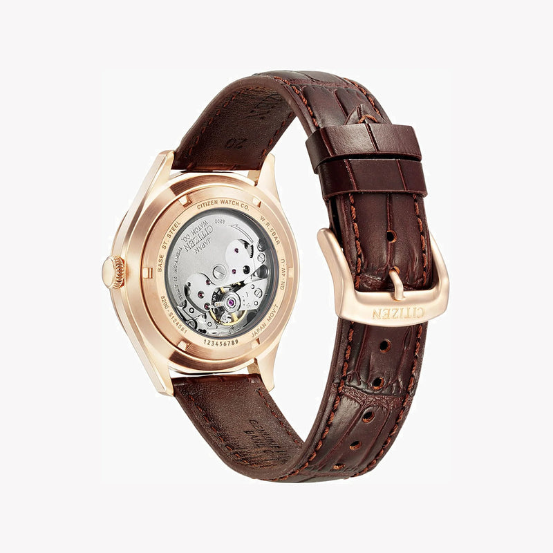 Citizen Nh8393-05a - Elegant Gold Automatic Men's Watch With Brown Leather Band by i-watch