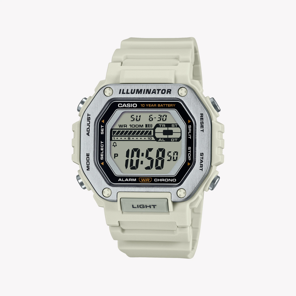 Casio Men's Silver Resin Watch, White Band | Mwd-110h-8avdf by i-watch