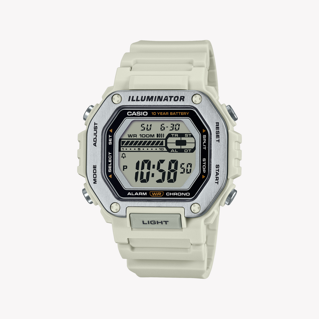 CASIO MWD-110H-8AVDF ADVENTURE READY - STYLISH MEN'S DIGITAL WATCH WITH SILVER CASE & WHITE BAND