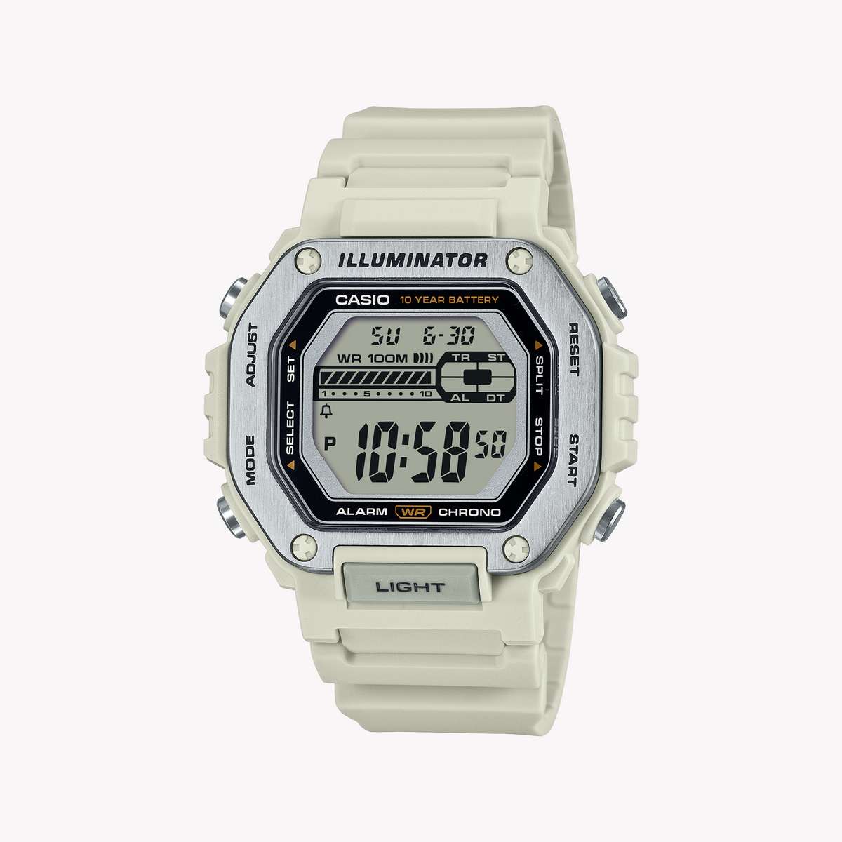 CASIO MWD-110H-8AVDF ADVENTURE READY - STYLISH MEN'S DIGITAL WATCH WITH SILVER CASE & WHITE BAND