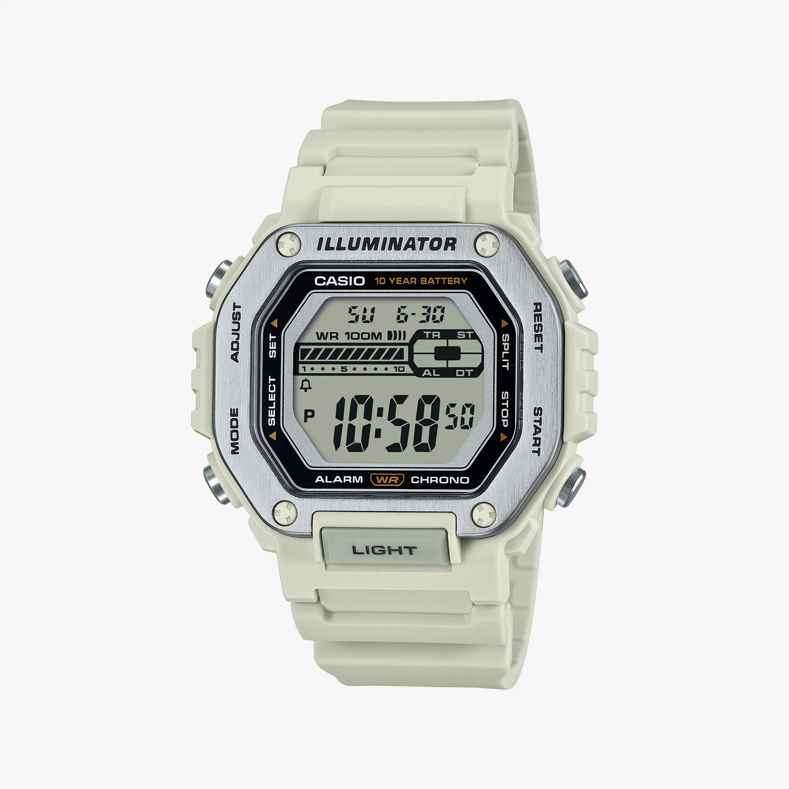 Casio Men's Silver Resin Watch, White Band | Mwd-110h-8avdf by i-watch