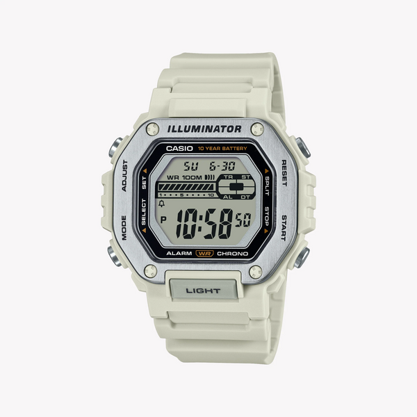 Casio Men's Silver Resin Watch, White Band | Mwd-110h-8avdf by i-watch