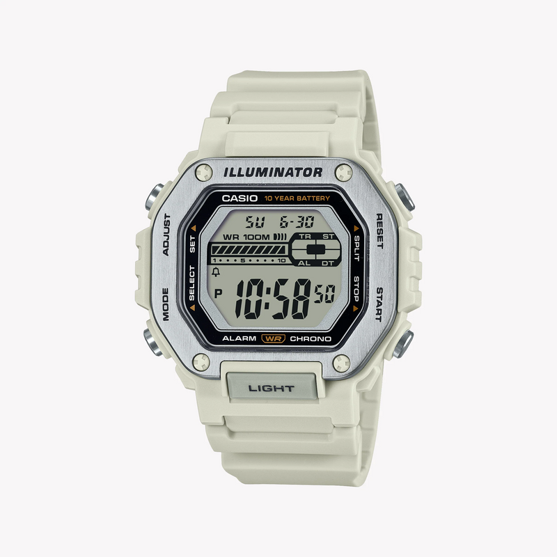 Casio Men's Silver Resin Watch, White Band | Mwd-110h-8avdf by i-watch