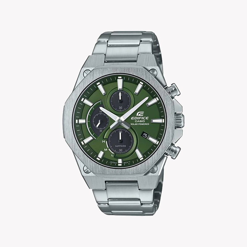 Casio Edifice Men's Silver Watch, Green Dial | Efs-S570d-3auef by i-watch