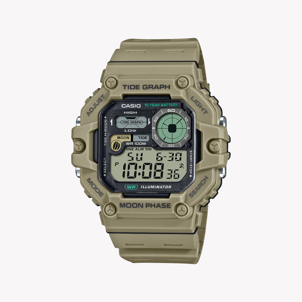 Casio Men's Beige Resin Watch, Digital Display | Ws-1700h-5avdf by i-watch