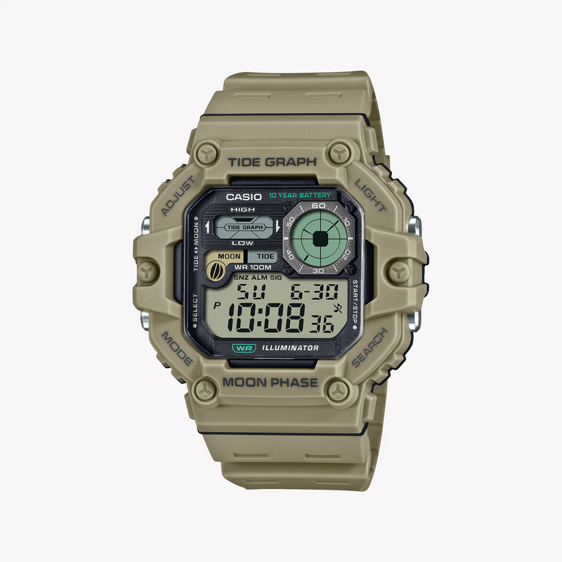 Casio Men's Beige Resin Watch, Digital Display | Ws-1700h-5avdf by i-watch