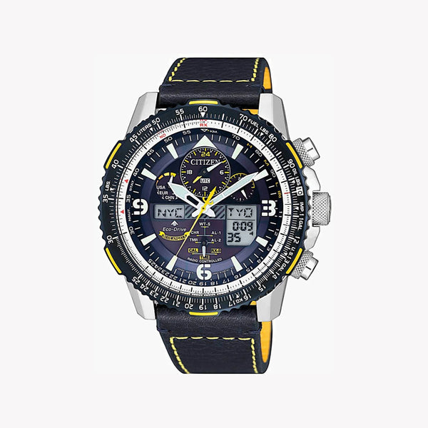 CITIZEN JY8078-01L ELEGANT POWER - MENS ECO-DRIVE CHRONOGRAPH WATCH WITH BLUE LEATHER BAND-i-Watch-4