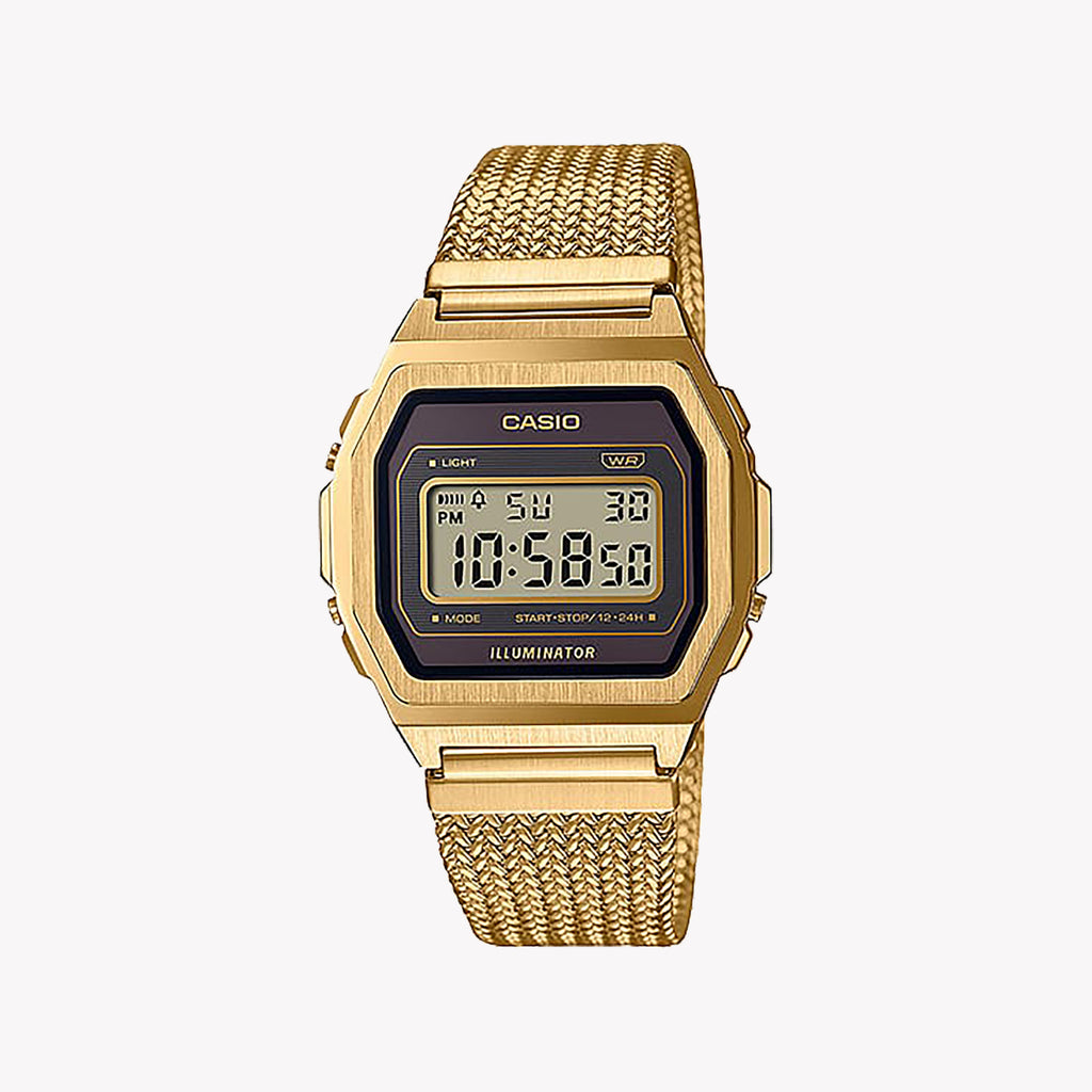 CASIO A1000MGA-5EF TIMELESS ELEGANCE - UNISEX GOLD MESH WATCH WITH CLASSIC MINIMALIST DESIGN