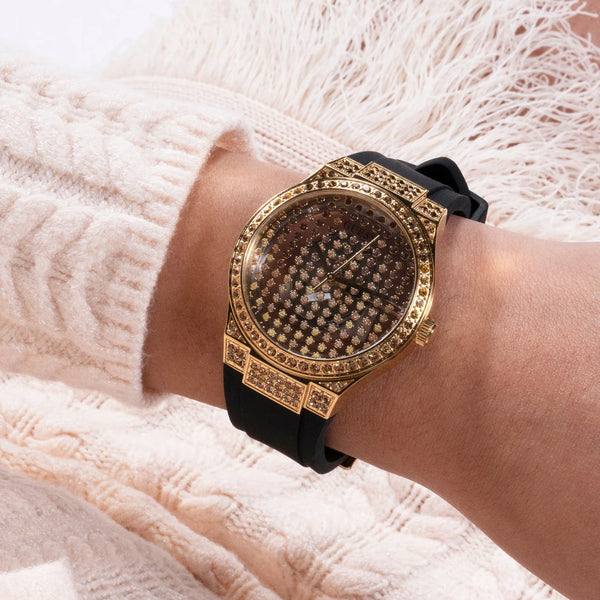Chic Flair Women's Gold Watch, Black Silicone Band | Gw0482l1 by i-watch