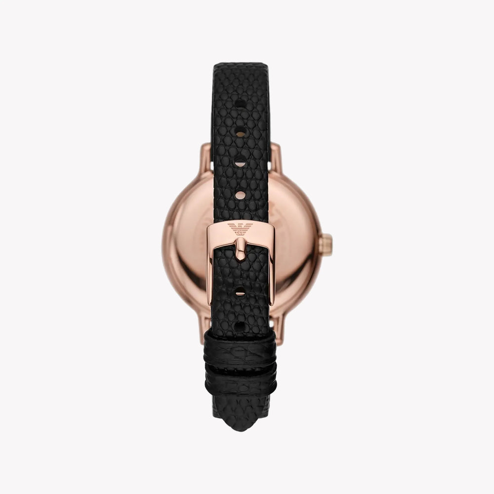 Emporio Armani Women's Rose Gold Watch, Black Leather | Ar11485 by i-watch
