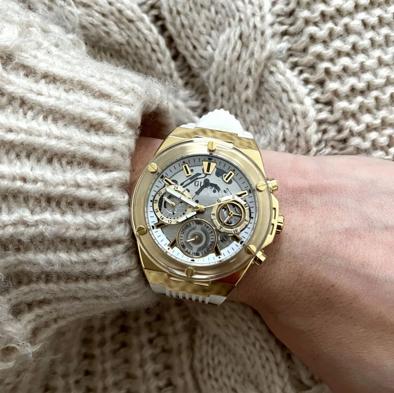 Guess Women's Gold Stainless Steel, White Rubber | Gw0409l2 by i-watch