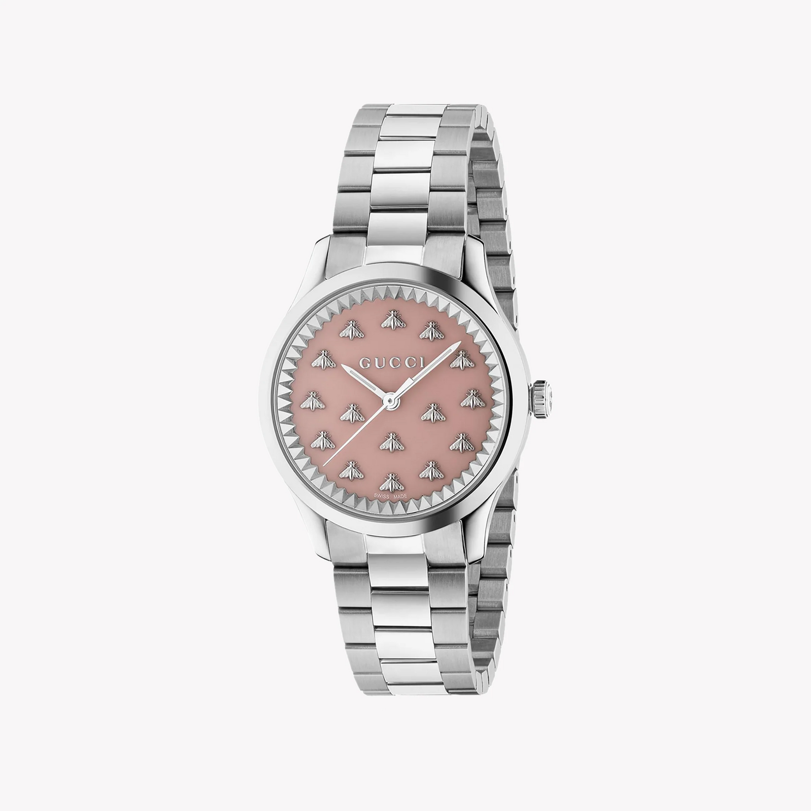 Gucci Women's Silver Stainless Steel, Pink Dial | Ya1265033 by i-watch