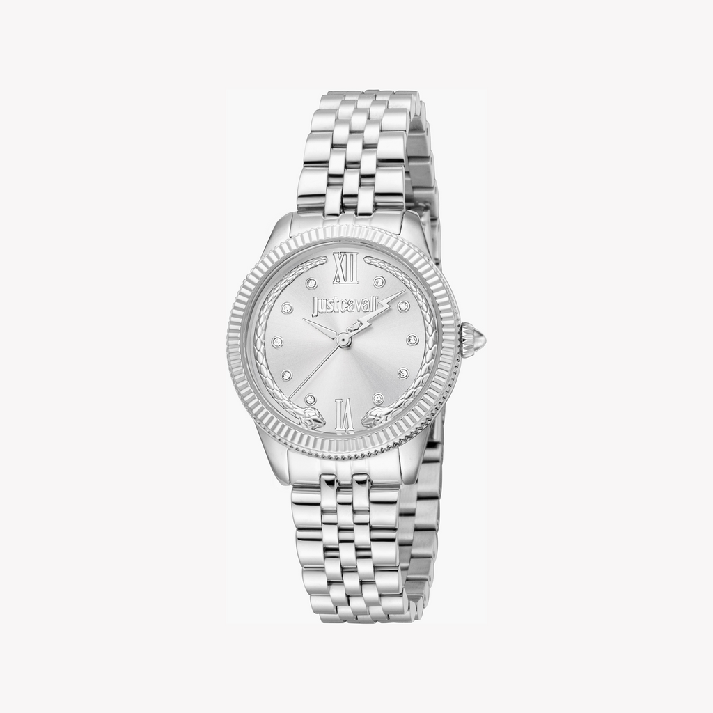 JUST CAVALLI JC1L315M0045 - BOLD SILVER CHARM: Stylish Women's Wristwatch with Sleek Stainless Steel Band