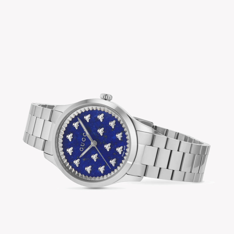 Gucci Women's Silver Watch, Blue Dial | Ya1265043 by i-watch