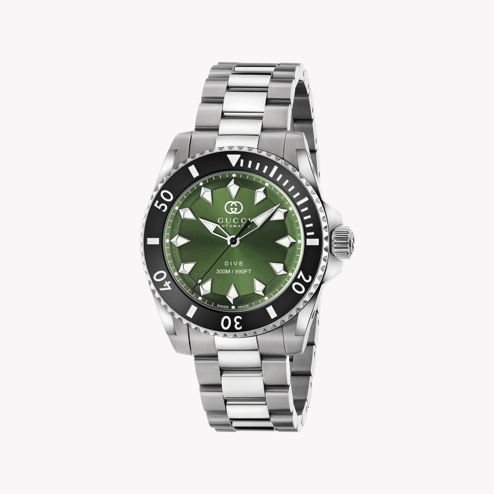 Gucci Men's Silver Watch, Green Dial | Ya136363 by i-watch