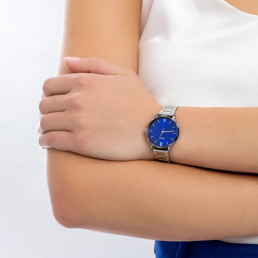 Casio Women's Stainless Steel Watch, Blue Dial | Ltp-Vt02d-2a by i-watch