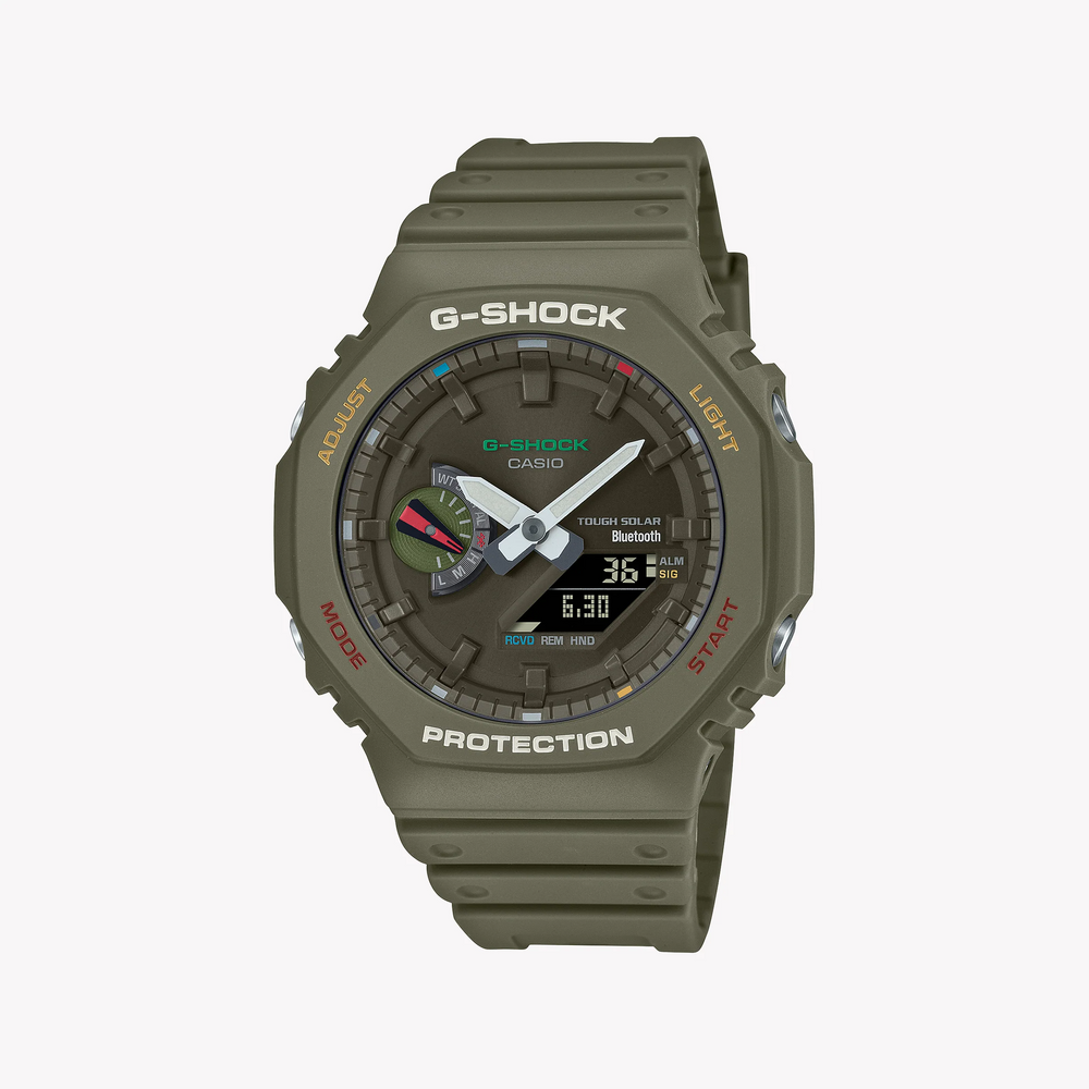 G-Shock Men's Olive Resin Watch, Tough Solar | Ga-B2100fc-3adr by i-watch
