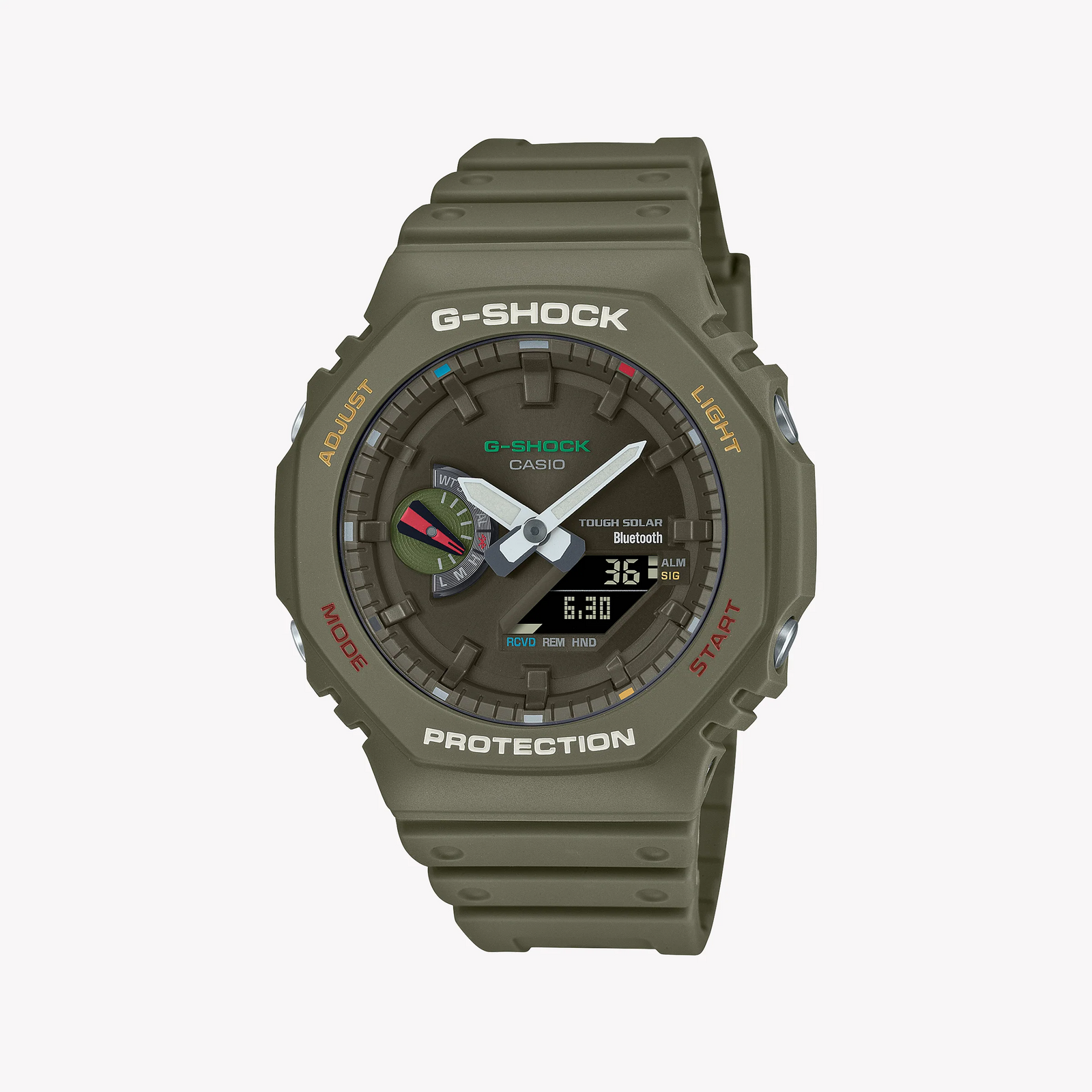 G-Shock Men's Olive Resin Watch, Tough Solar | Ga-B2100fc-3adr by i-watch